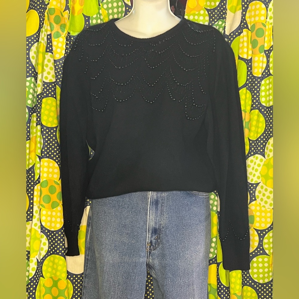 Christine Gerard Angora & Lambswool Sweater with beads size large